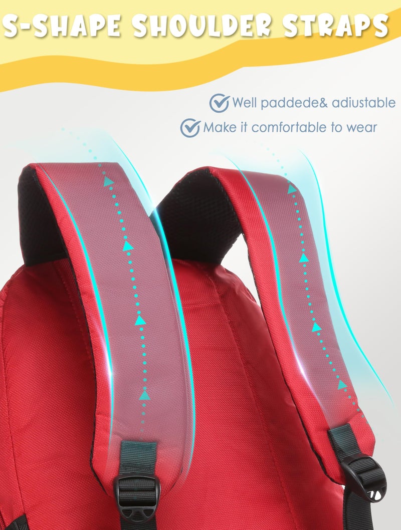 BLUEFAIRY Kids Backpack for Boys Kindergarten Elementary Primary School Bookbags Back to School Bags with Large Campartments Mochilas para Escolares NiÃƒÂ±os 17" Dark Red - Image 3
